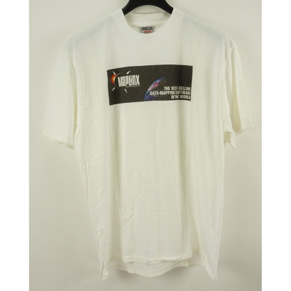 Vintage Single Stitch MAPLINX Men XL Data Mapping Silicon Valley 90's Tech Shirt